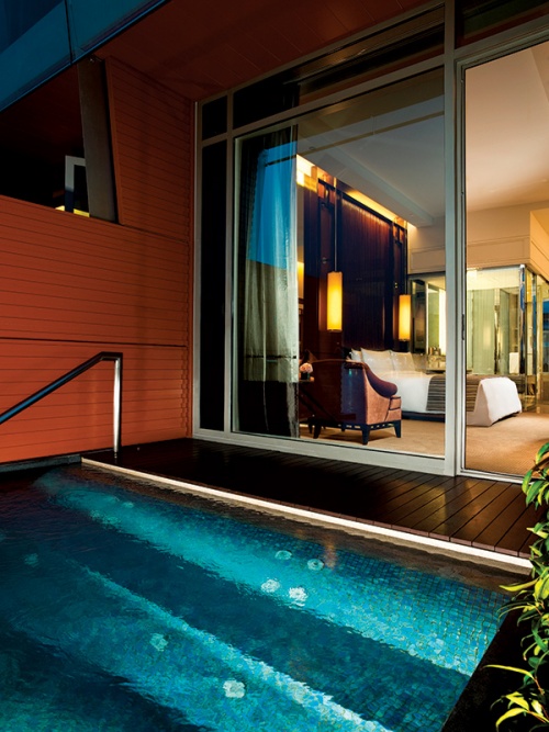 The private Jacuzzi on the balcony of Room 109 